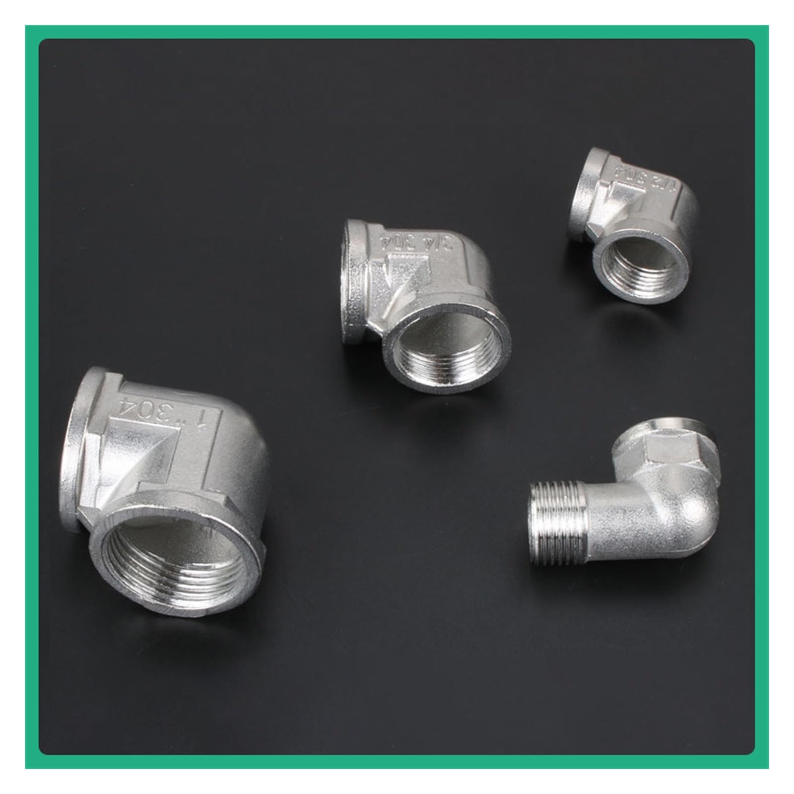Accesorios de ángulo recto de acero inoxidable, adaptador de acoplador de conexión rápida de rosca macho hembra de 1/2 "3/4" 1 "para tubería de gas y aceite de aire(B,10 PCS)