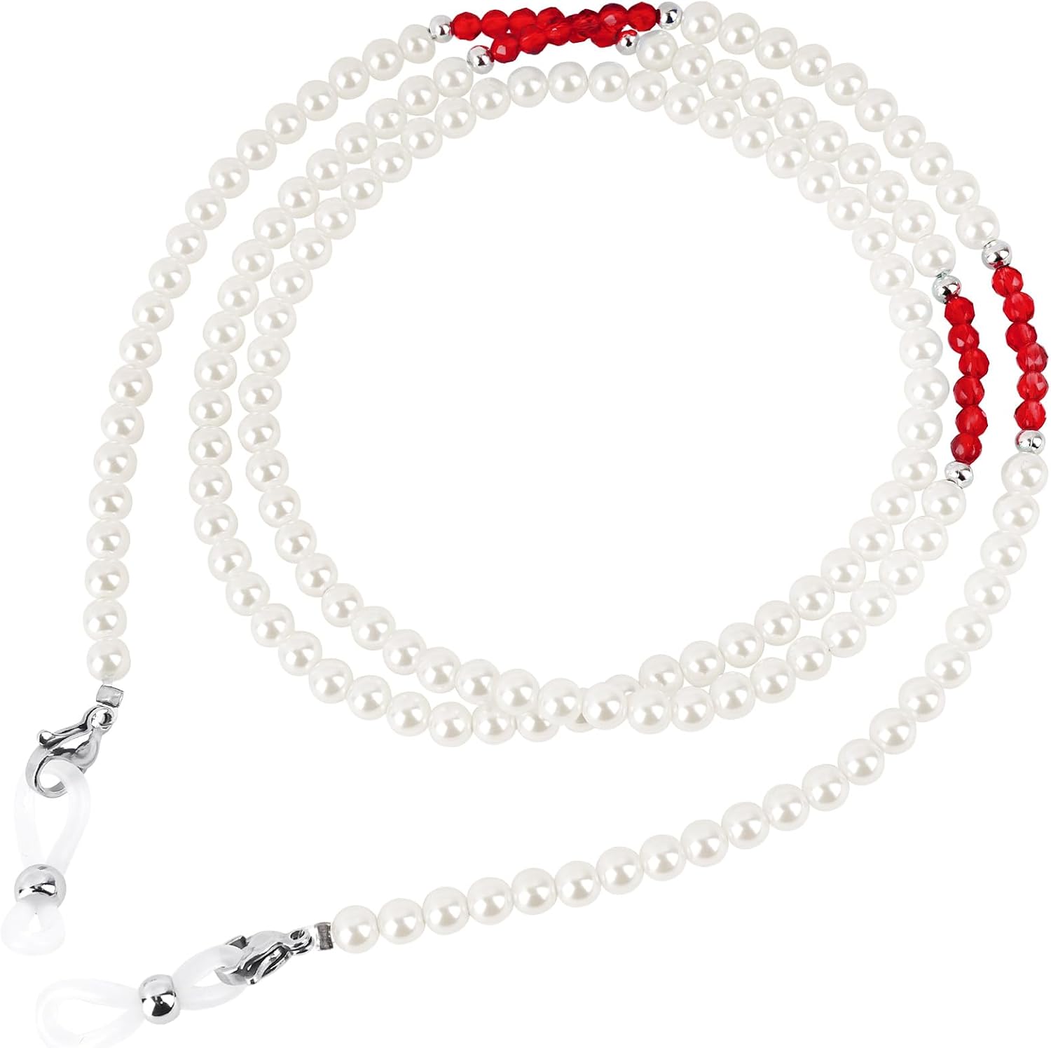 BILIONE Pearl Beaded Eyeglasses Chain with Spinel Accents, Elegant Sunglasses Lanyard, Glasses Holders Around Neck for Women