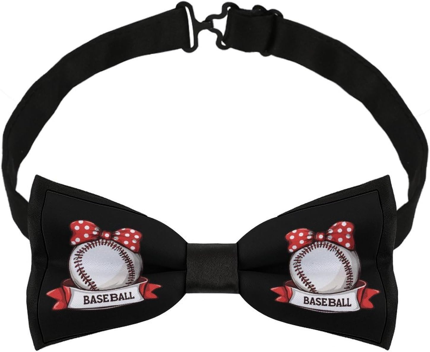 Baseball Ball Bow Ties for Men Fun Printed Pre Tied Adjustable Bowtie for Party Wedding