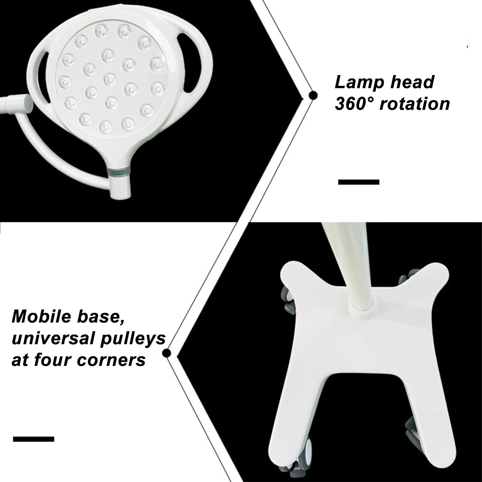 Lampe D'examen Médical sans Ombre À LED sur Pied, Lampe D'éclairage Dentaire Buccal, Lampe D'examen, Gradation À Cinq Vitesses, Bras de Lampe Flexible, Rotation À 360 Degrés