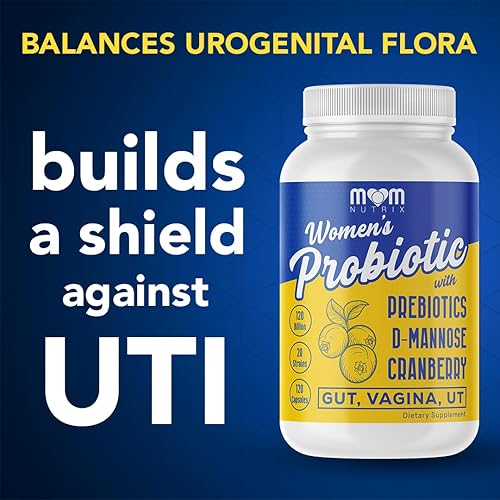 Miniatura 6 de Probiótico para mujeres - Vaginal, intestino, UT, equilibrio de pH, salud femenina y digestiva - Prebióticos con probióticos, arándano, D-manosa -