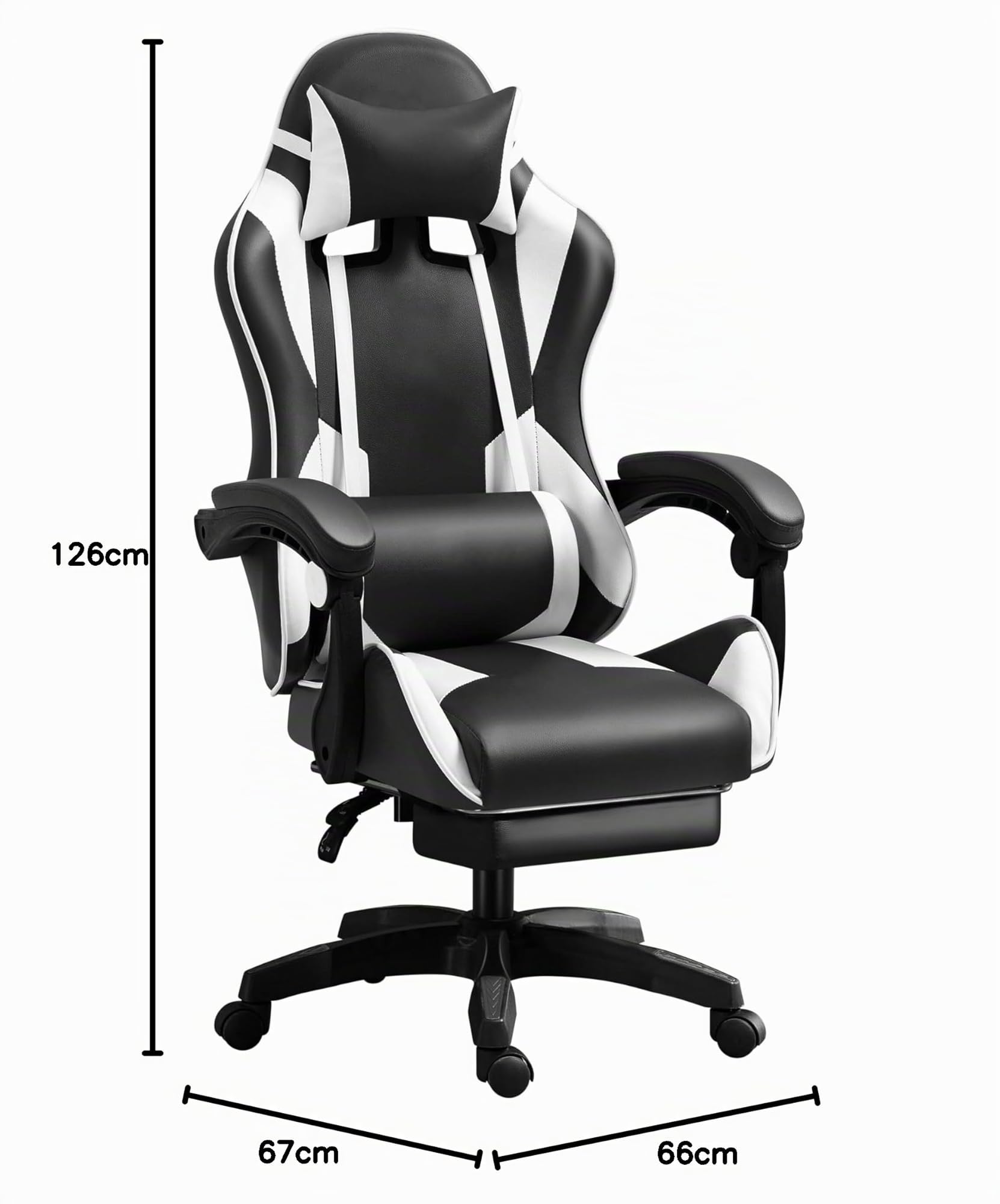 IZTOSS Chaise de Gaming Ergonomique avec Dossier réglable, avec appuie-tête, accoudoirs et Support Lombaire (C-Noir+Blanc)