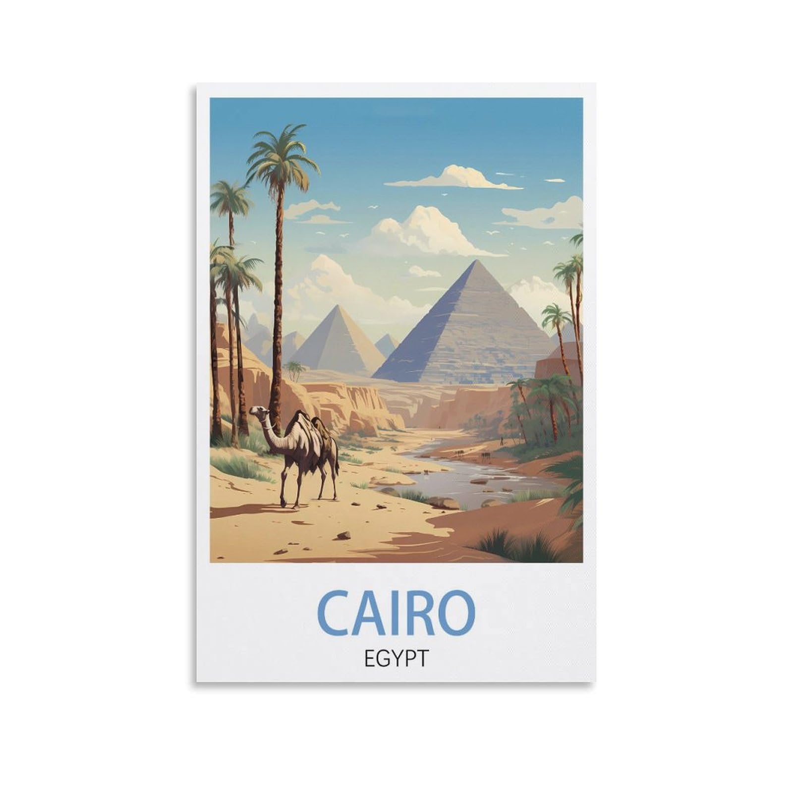 Orbana Unframe-Style Cairo Egypt Vintage Travel Poster Landscape 08X12inch(20X30cm) Canvas Print For Living Room, Bedroom, Dorm, Home, Office Wall Decoration