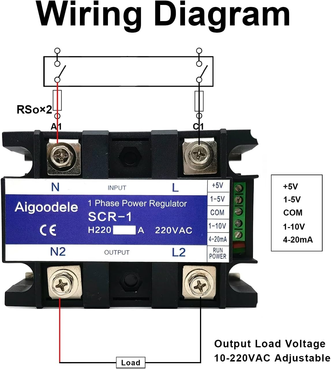 SCR-40A 220VAC Single Phase Voltage Regulator Power Controller Module 0-10V 4-20mA 1-5V Potentiometer