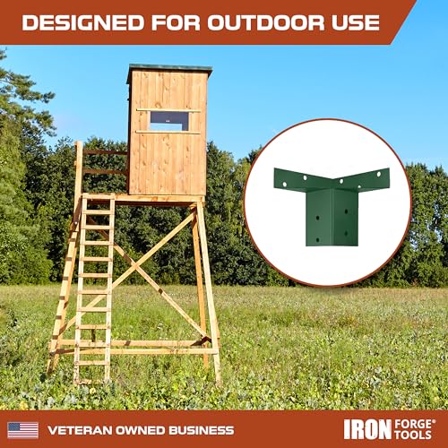 Image of Deer Stand Brackets, 4x4 Powder Coated Steel Elevator Brackets for Outdoor Hunting Platform, Elevated Deer Blinds, Tower Stands, Box Blinds & Treehouse, 4 Pack Includes Mounting Accessories