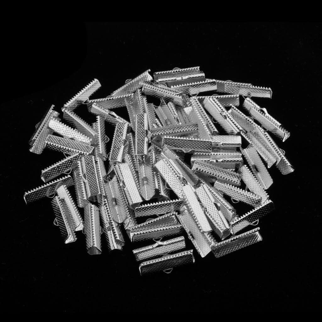 100Pcs Clamp Cord Crimp End Cap Tip Bracelet Connectors 25Mm Dull SliverCrafts|Beads & Jewelry Making|Jewelry Findings|Jewelry Clasps & Hooks