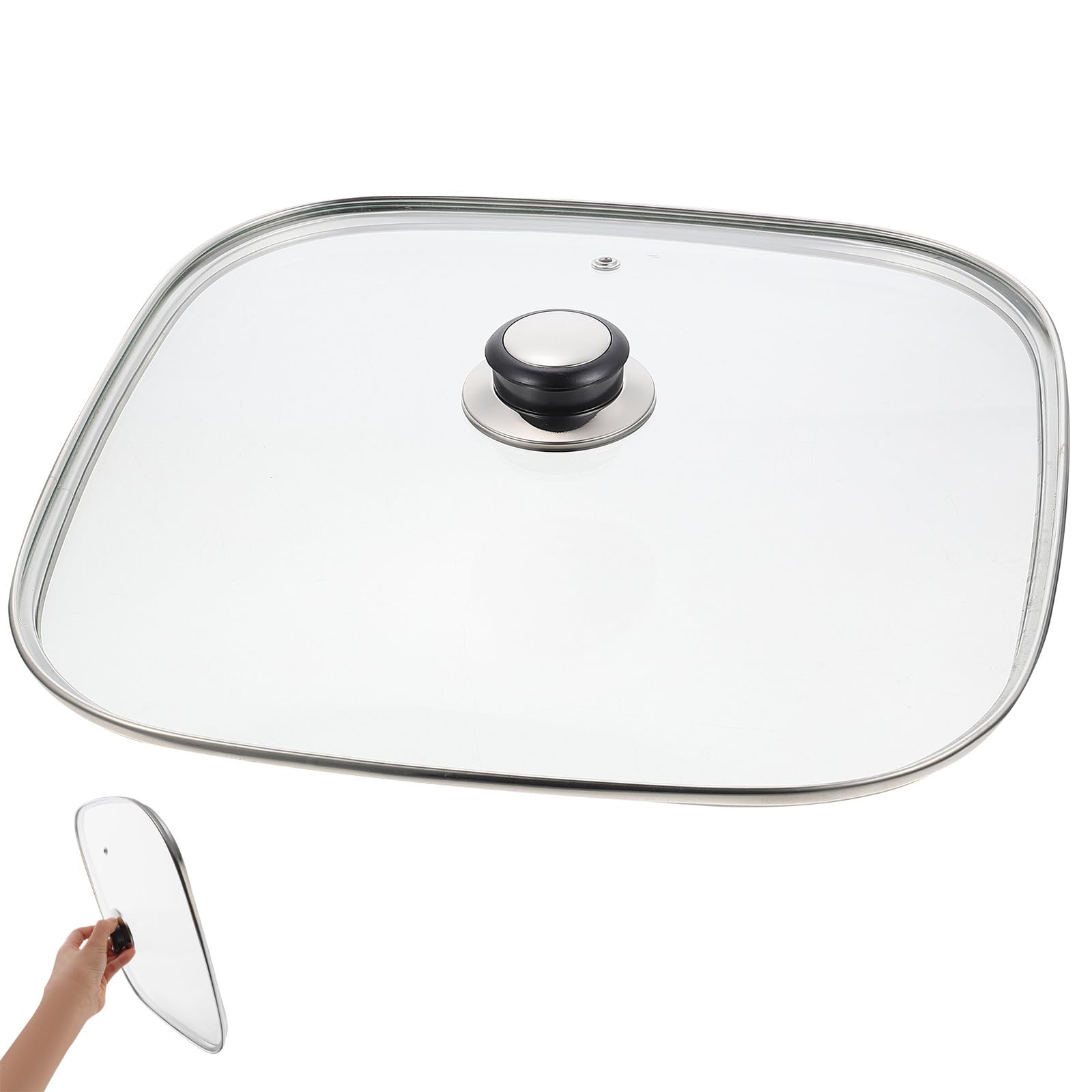 LIFKOME Coperchio Quadrato in Vetro Resistente al Calore Maniglia Rotonda 30cm per Padelle Ghisa Uso Domestico e Ristorante