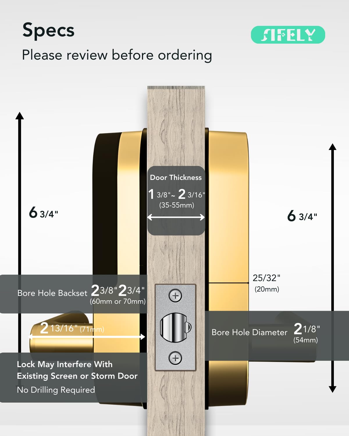 Keyless-Entry Keypad Elektronisches Türschloss: digitales intelligentes Schloss mit Code Passcode, elektrischer Türknauf/Griff, perfekt für Eingangstüren, Schlafzimmertüren (Gold, App-Steuerung, ohne
