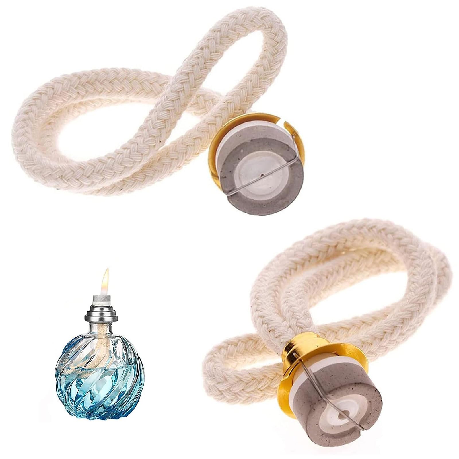 2-Pack Ceramic Oil Lamp Wick Heads - 18mm, Silver & Gold For Aromatherapy Diffusers