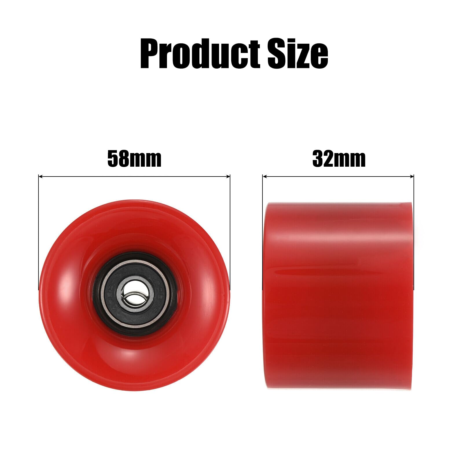 Lot 8 Roues Rechange pour Patins à roulettes d'intérieur 82A 58 mm x 32 mm PU résistant à l'usure, Accessoires pour Patins à roulettes à Double rangée