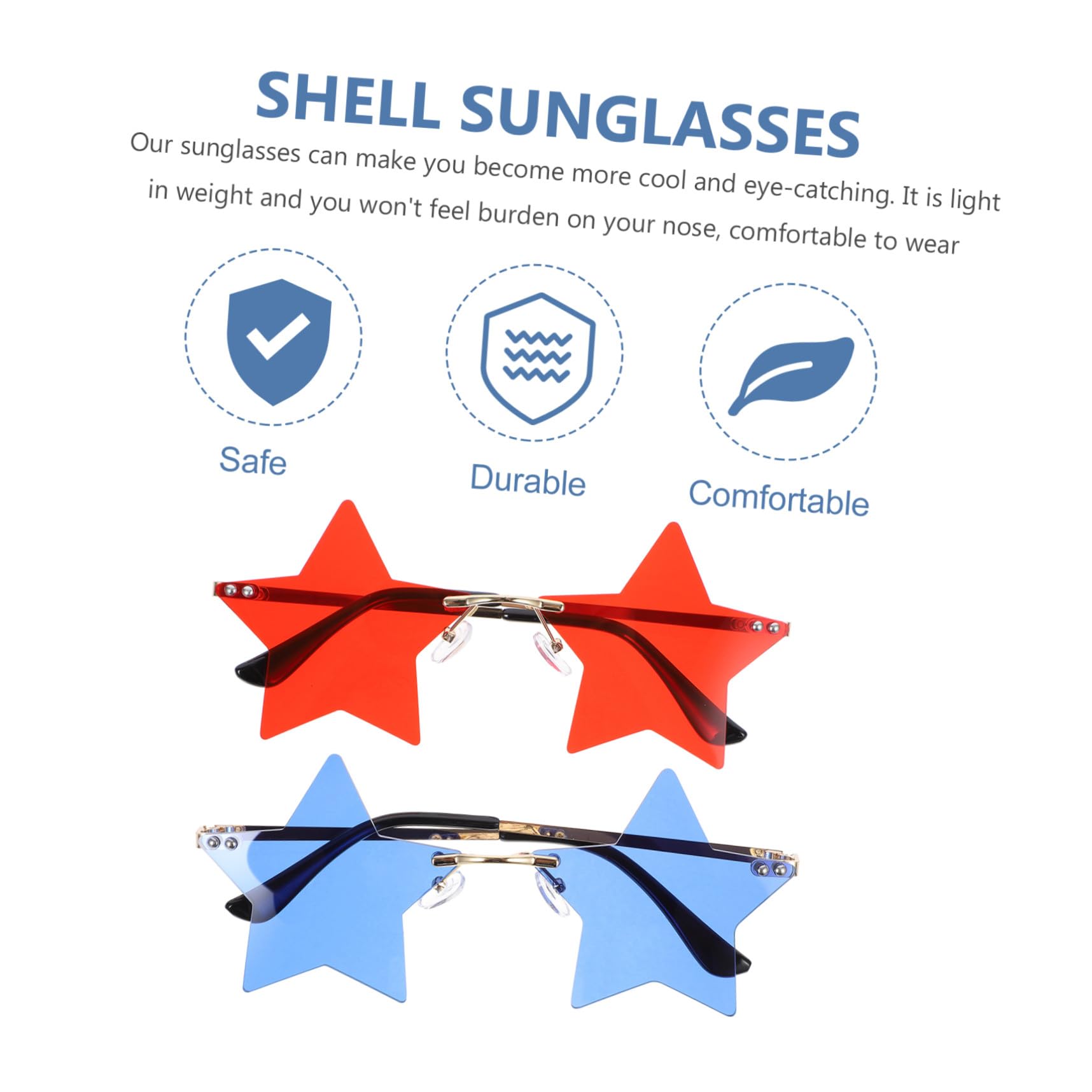 SHERCHPRY 5 Juegos De Gafas De Sol Sin Montura Para Fiesta Del 4 De Julio Diseño De Estrella Único Accesorio De Fiesta 2 Piezas X 5