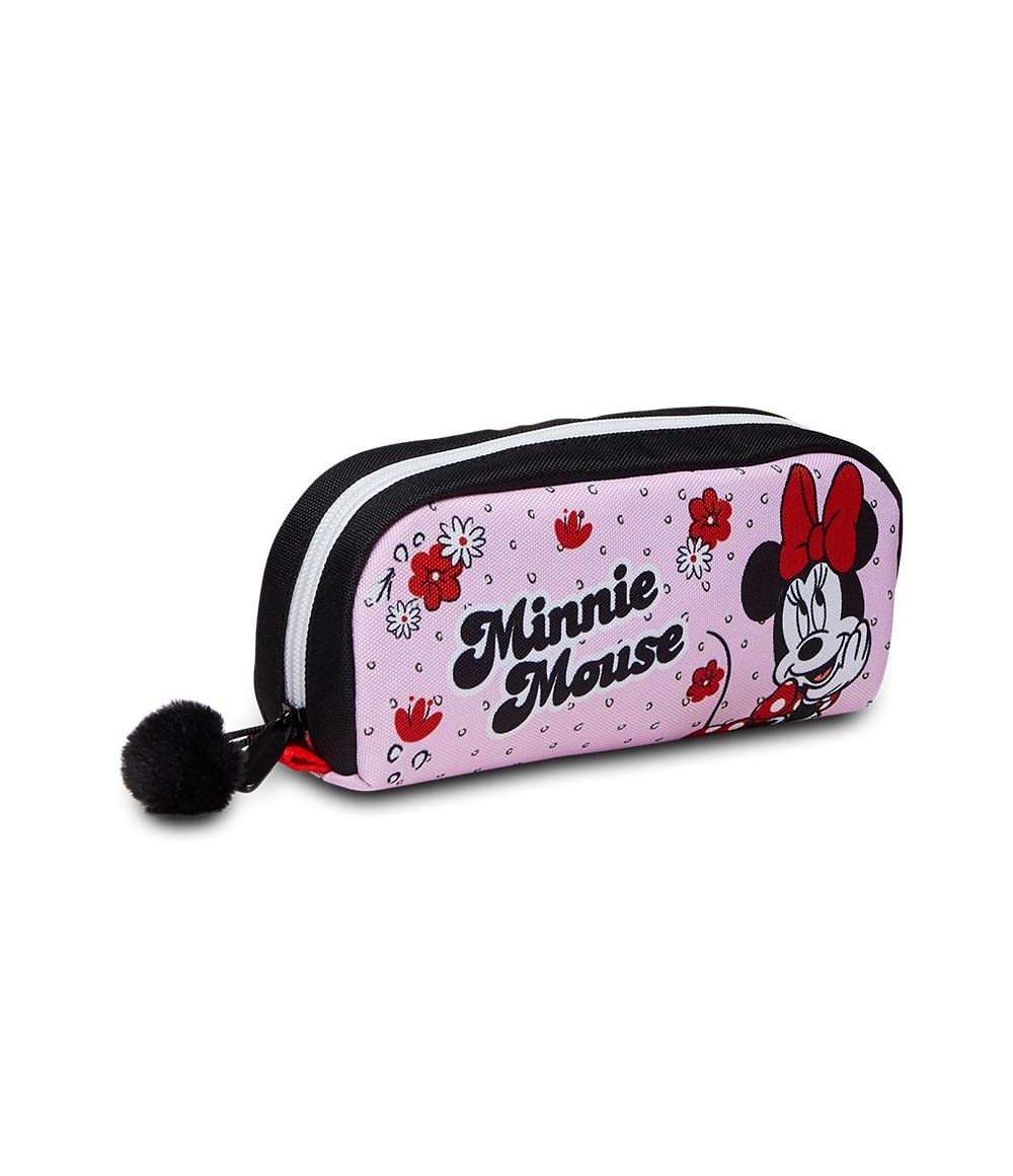 Seven Minnie Mouse Pencil Case for Stationery, Girls & Boys, School and Gymnasium, Teenagers, Pink, Standard Size, School