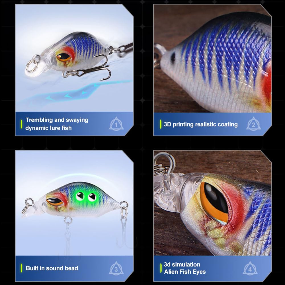 Generic 8 Uds Mini Crankbait Wobbler Señuelos de Pesca Cebo Duro Swimbait para Peces Depredadores lubina Trucha Walleye Pike