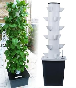 30 Pods Hydroponics Tower Garden Hydroponic Growing System Aeroponics Growing Kit for Herbs, Fruits and Vegetables with Hydrating Pump, Adapter, Net Pots, Timer for Herbs, Fruits and Vegetables