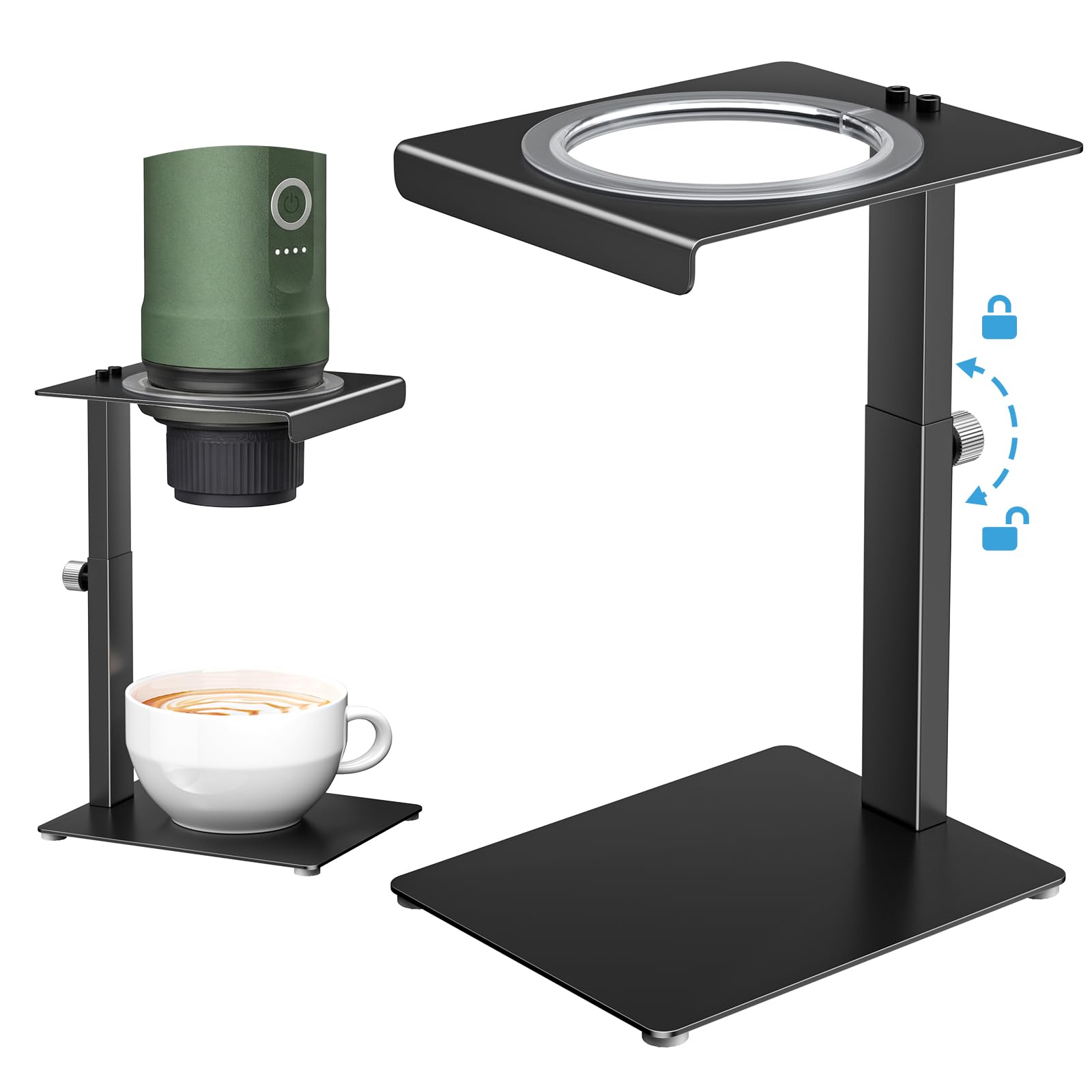 Universal Ständer für tragbare kaffeemaschinen,höhenverstellbarer Pour-Over-Halter für Espresso, Kaffee zubehör für Camping, Zuhause,Hause, Büro(Schwarz)