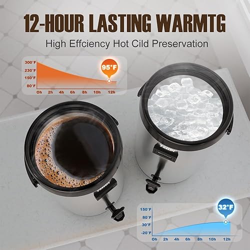 Miniatura 3 de Dispensador de bebidas aislado. Acero inoxidable, 12L3.2 galones. Para bebidas frías y calientes. Espiga incluida. Ideal para té, café, leche, agua,