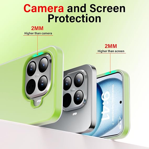 YUXING Case for Xiaomi Redmi Note 13 Pro 5G/Poco X6 5G - Shockproof Mobile Phone Case Made of PC & TPU Matte Anti-Fingerprint Finish Scratch-Resistant Stylish Design for Office Everyday Use Handyhülle aus PC & TPU Mattes Anti-Fingerabdruck Finish Kratzfest Stilvolles Design für Büro Alltag & Pendeln(Grün)