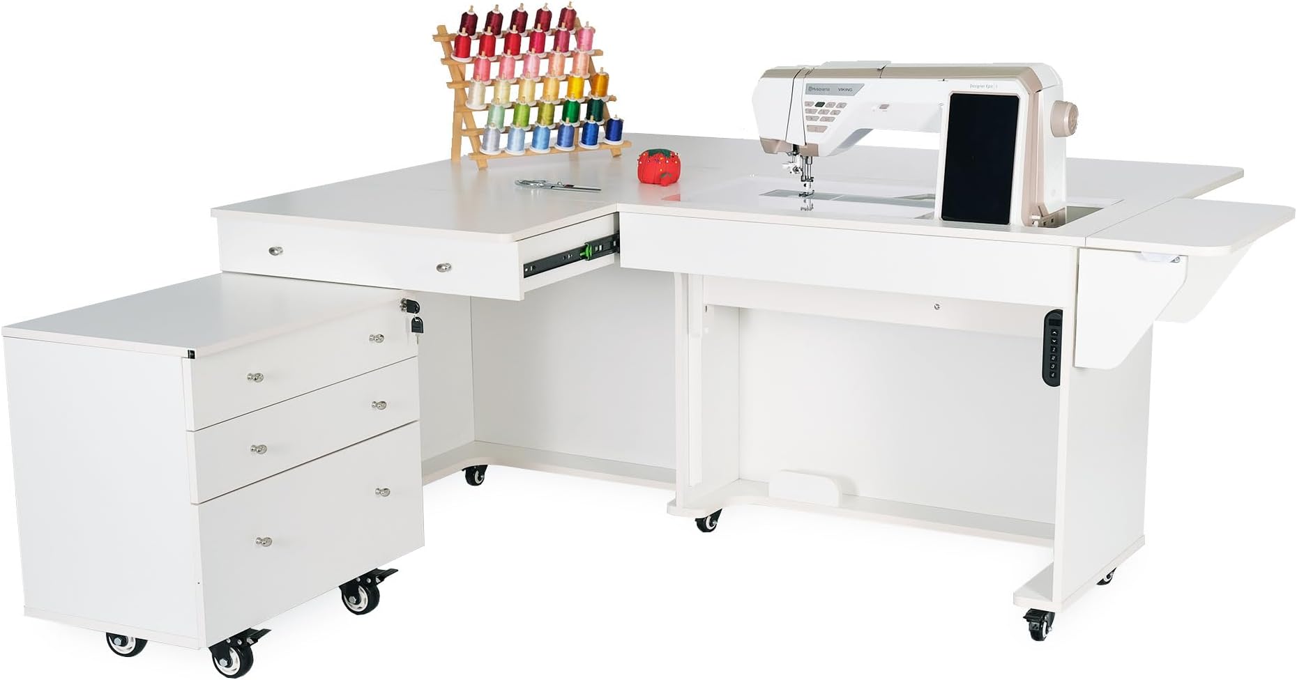 Arrow K7811 Joey Kangaroo Portable 3 Drawer Storage Cabinet for Sewing and Crafts, Portable with Wheels, White Ash Finish