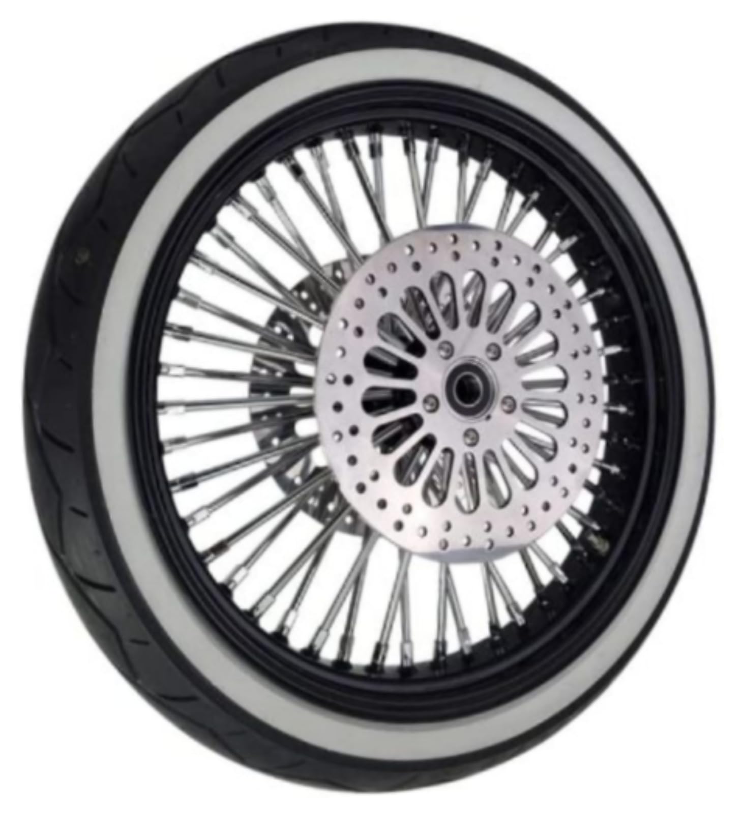 21X3.5 48 BLK FAT SPOKE 00-07 WHEEL 120/70-21 SHINKO WHITE WALL TIRE KIT FOR HARLEY TOURING
