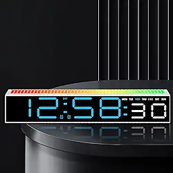 MASHI Despertador digital, relógio digital para quartos com 10 luzes noturnas que mudam de cor, DST, brilho ajustável, sincronização de música dinâmica para decoração de cabeceira, PC e TV para jogos