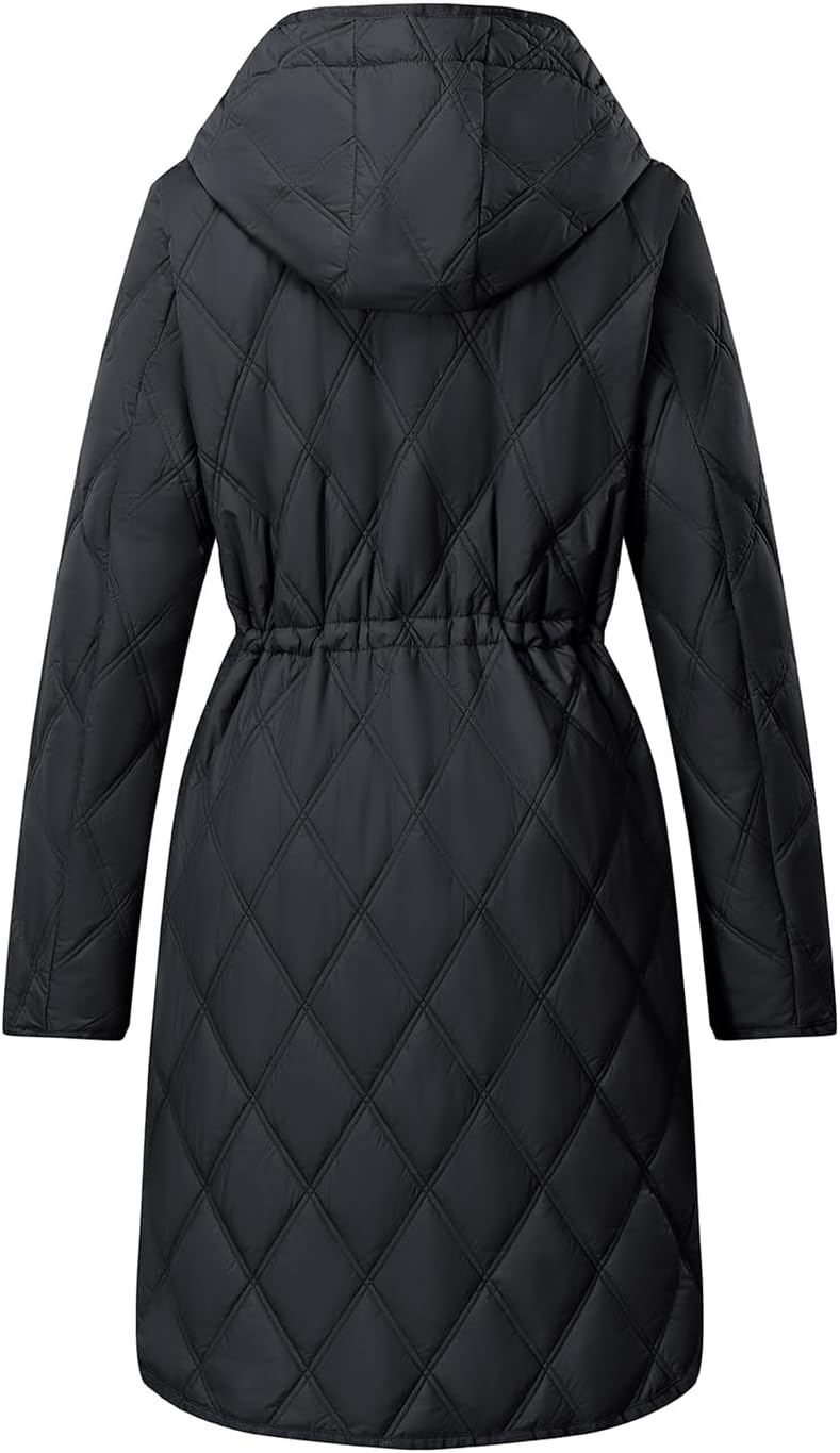 Bellivera Women Lightweight Coat Short Quilted Puffer Long Sleeve Belted Jacket Pockets - Image 3