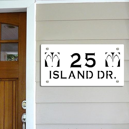 Miniatura 3 de Letrero de dirección horizontal para casa, sandalias de playa, número de puerta, decoración del hogar, decoración exterior costera, acrílico al aire