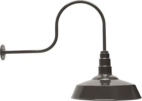 Cúpula de acero estándar de 20 pulgadas  Cuello de cisne grande de 29-12 pulgadas  Luz de granero (bronce oscuro)