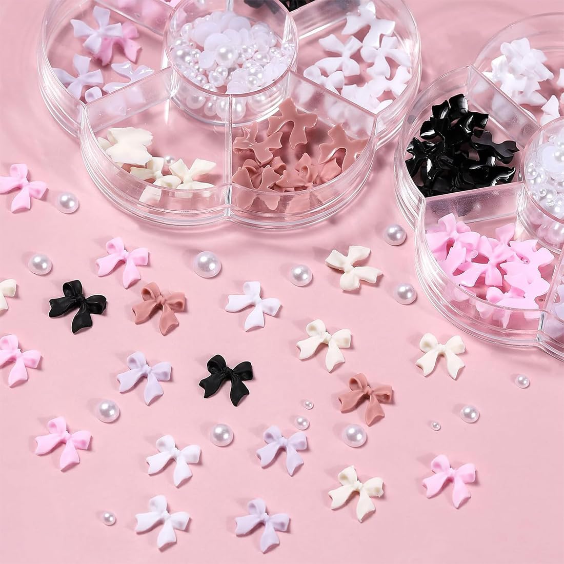 Charm Unghie, Accessori per Nail Art, Nail Charms, Fiocco Ciondolo per Unghie Rosa Stile Misto Fiocco Fiore Cuore Decorazione per Nail Art Artigianato Fai-da-te Nail Art Design