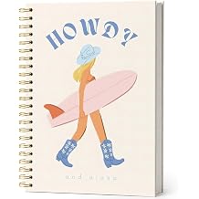 Howdy Surfs Up Girl Notebook,Preppy Coastal Cowgirl Lined Spiral Notebook Hardcover,College Ruled Notebook,Office School Journal Notebook for Work,5.5x8.3 Inch,Gifts for Women Teen Girl
