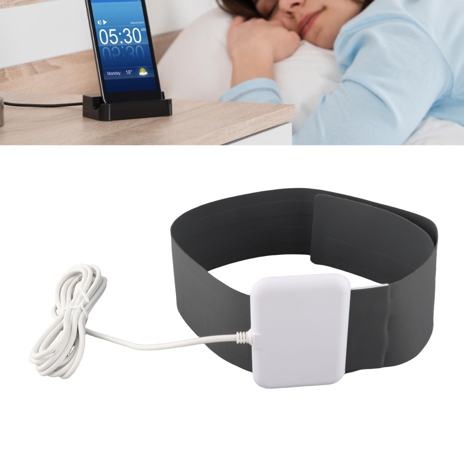 Cocoarm Capteur de Intelligent du Sommeil, Tapis de Suivi du Sommeil en Pet DC 5 V avec Réponse en Temps Réel, Détection de la Fréquence Cardiaque et de la Respiration, pour Une Utilisation dans Une