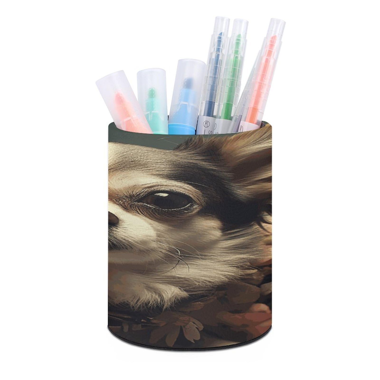 MUSM Chiwawa Pen Holder Large Capacity Pen Holder Modern PU Pencil Holders Durable Waterproof Pens Cup for Home Office Desktop Organizer