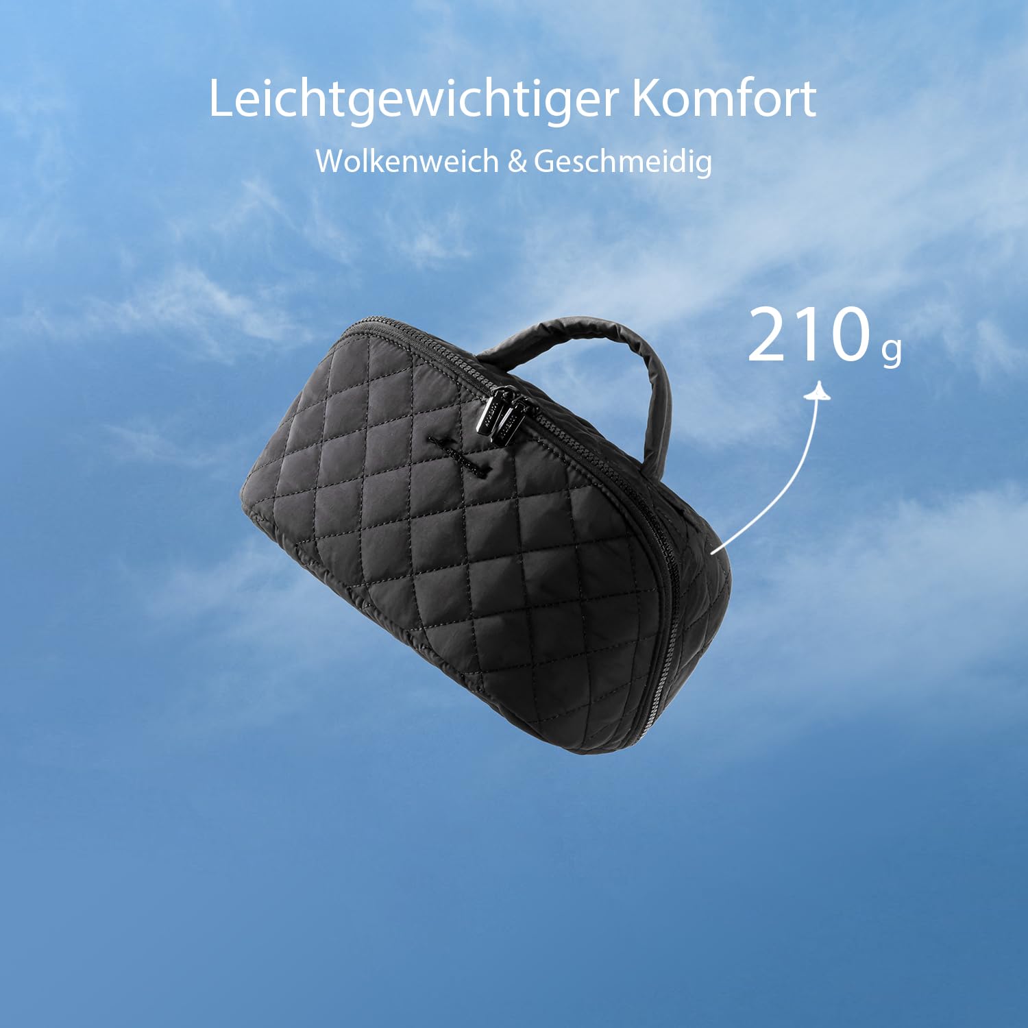 LOVEVOOK Kosmetiktasche Damen, Kulturtasche Organizer mit fächern, Wasserdichter Puffer Kulturbeutel, Schminktasche mit 180°-Flachdesign Groß, Wäschemaschinenfeste Make up Tasche für Reisen, Schwarz