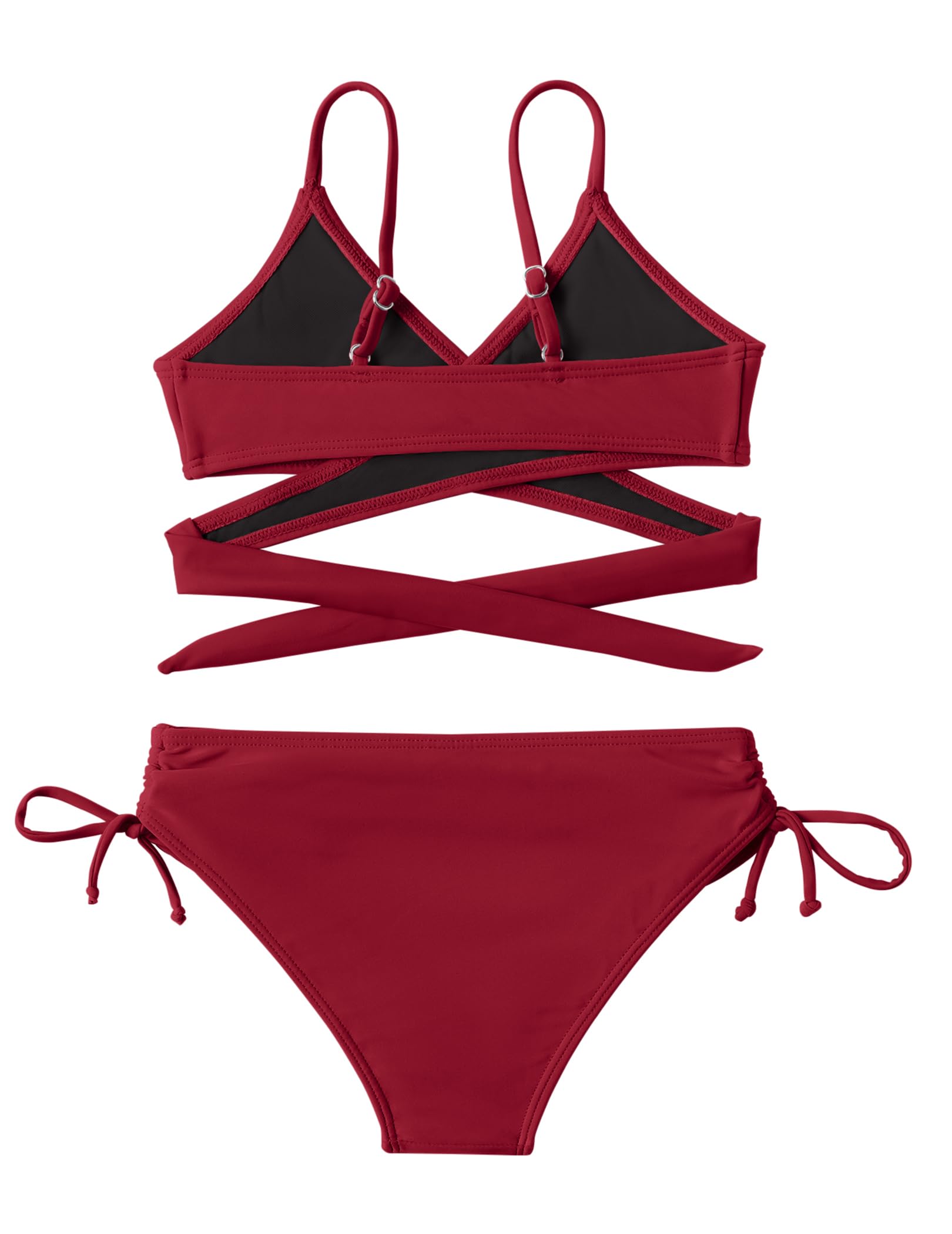 Arshiner Trajes de baño para niñas Traje de baño de Dos Piezas Bustier y Braguita de Bikini triángulo para niñas 6-14 años