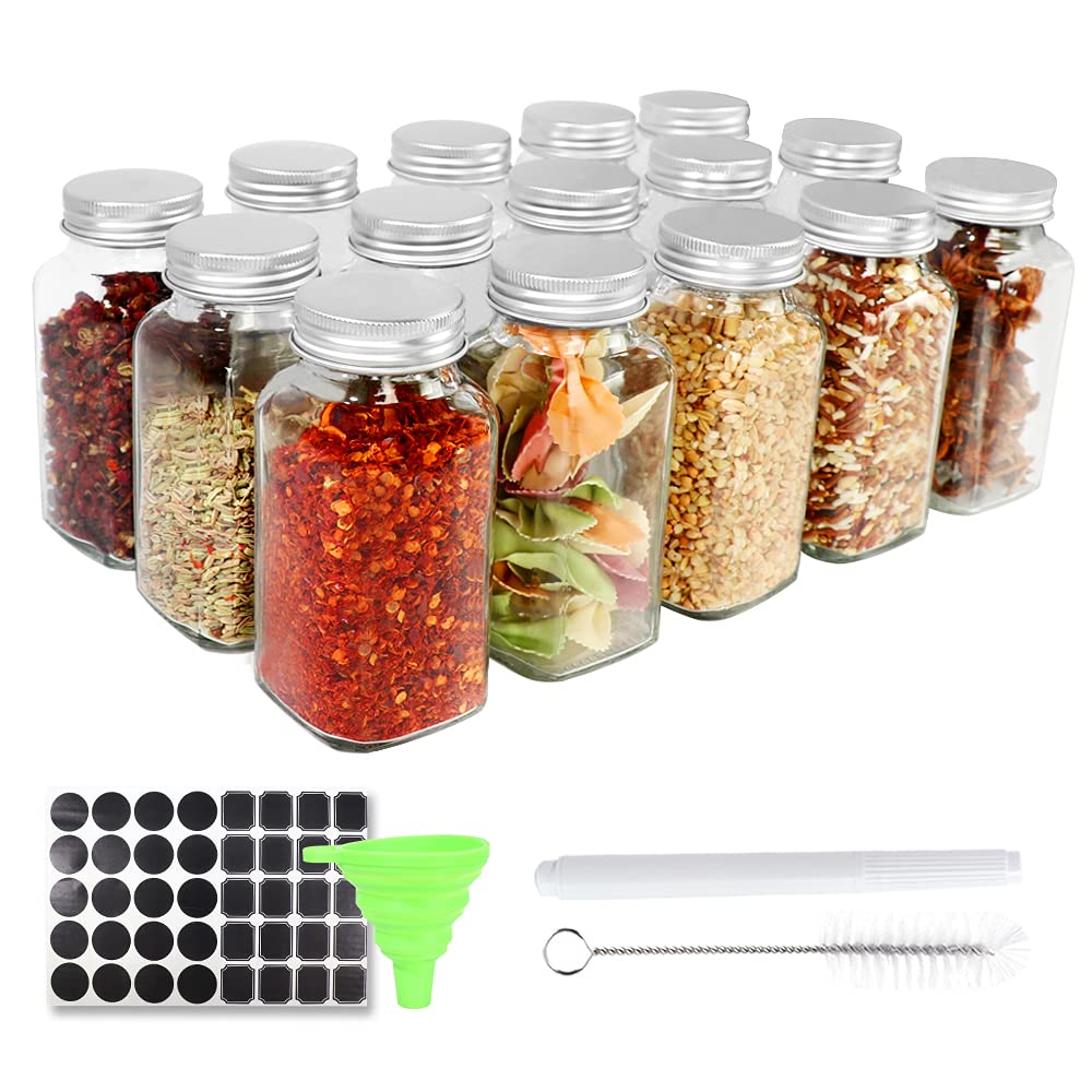 Buy CycleMore 15 Pack 6oz Glass Spice Jars Bottles, Square Spice