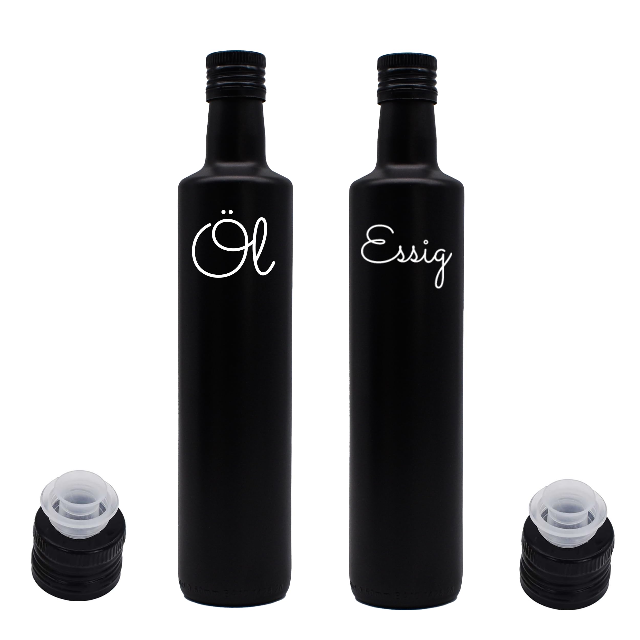Winter Shore Lot De 2 Bouteilles à Bec Verseur 500ml En Verre Cannelé - Huile D'Olive & Vinaigrette