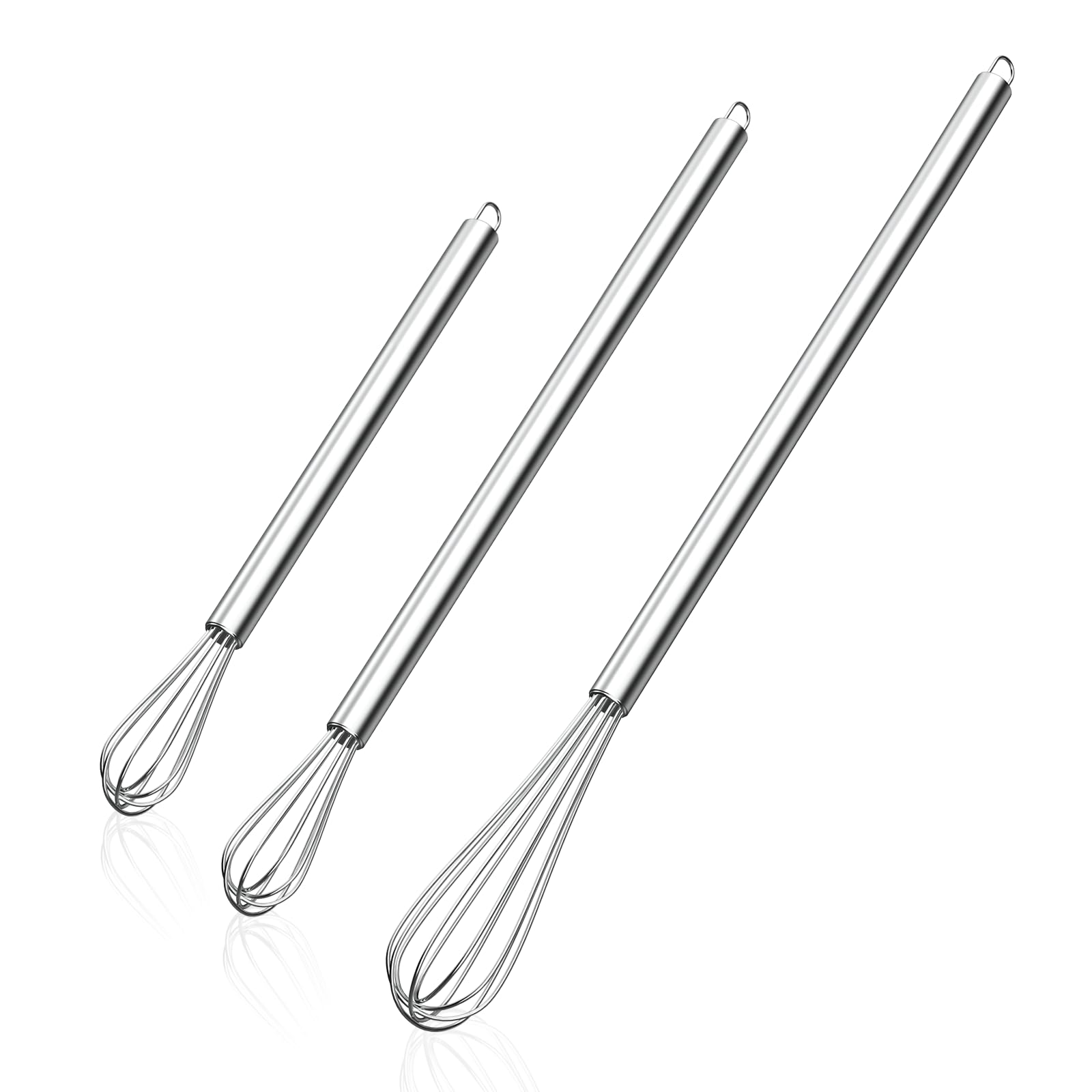 NileHome Mini Whisks Stainless Steel Whisk Set 7" 9" 11" Kitchen Small Wisk Balloon Wire Tiny Whisks for Cooking, Whisking, Blending, Beating, Stirring 3 Pack