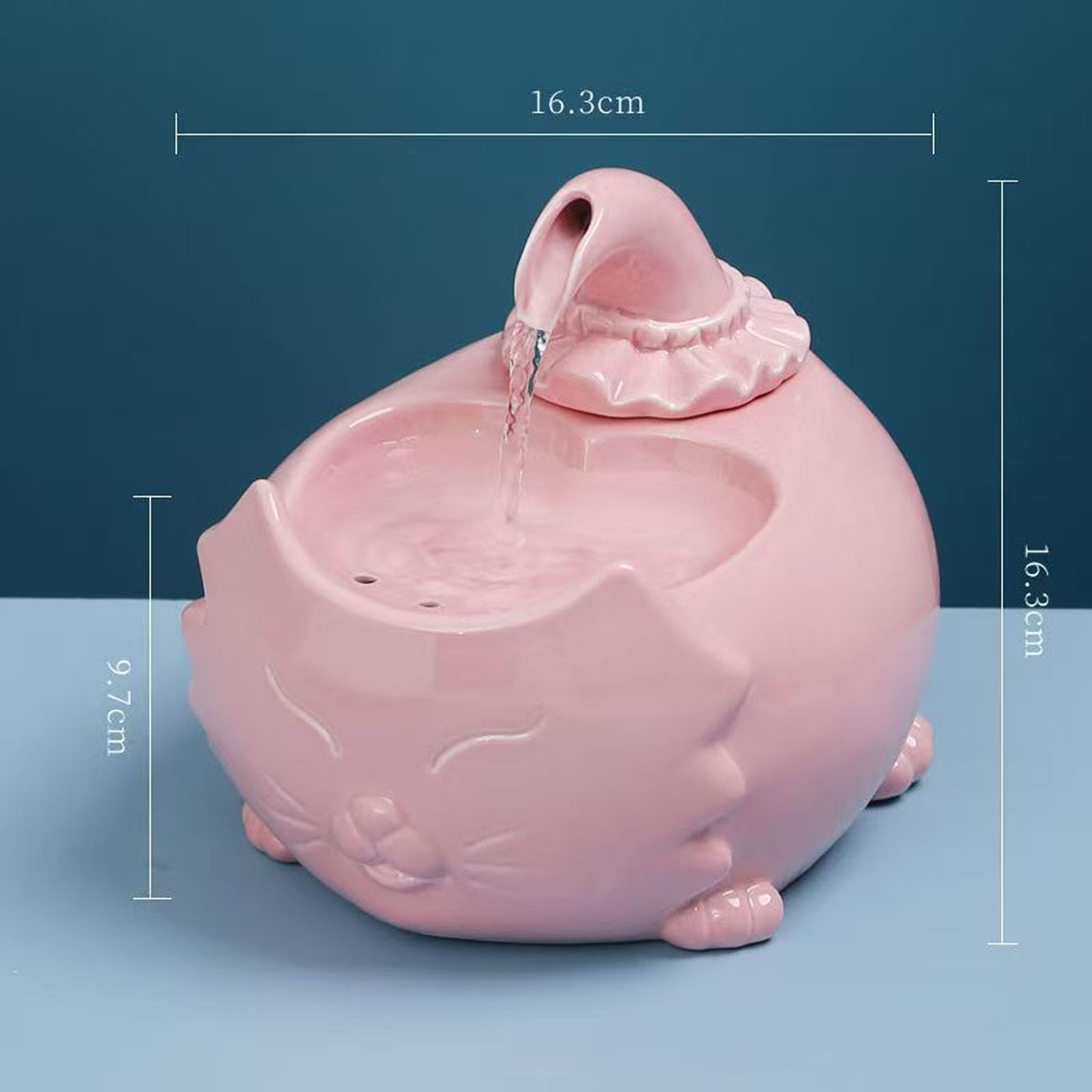 Fuente De Cerámica para Gatos, Bebedero para Mascotas De 1,3 L (45 Oz) para Gatos Y Perros, Fuente De Porcelana para Gatos, Dispensador De Agua para Gatos con Filtro De Carbón Activado,Verde