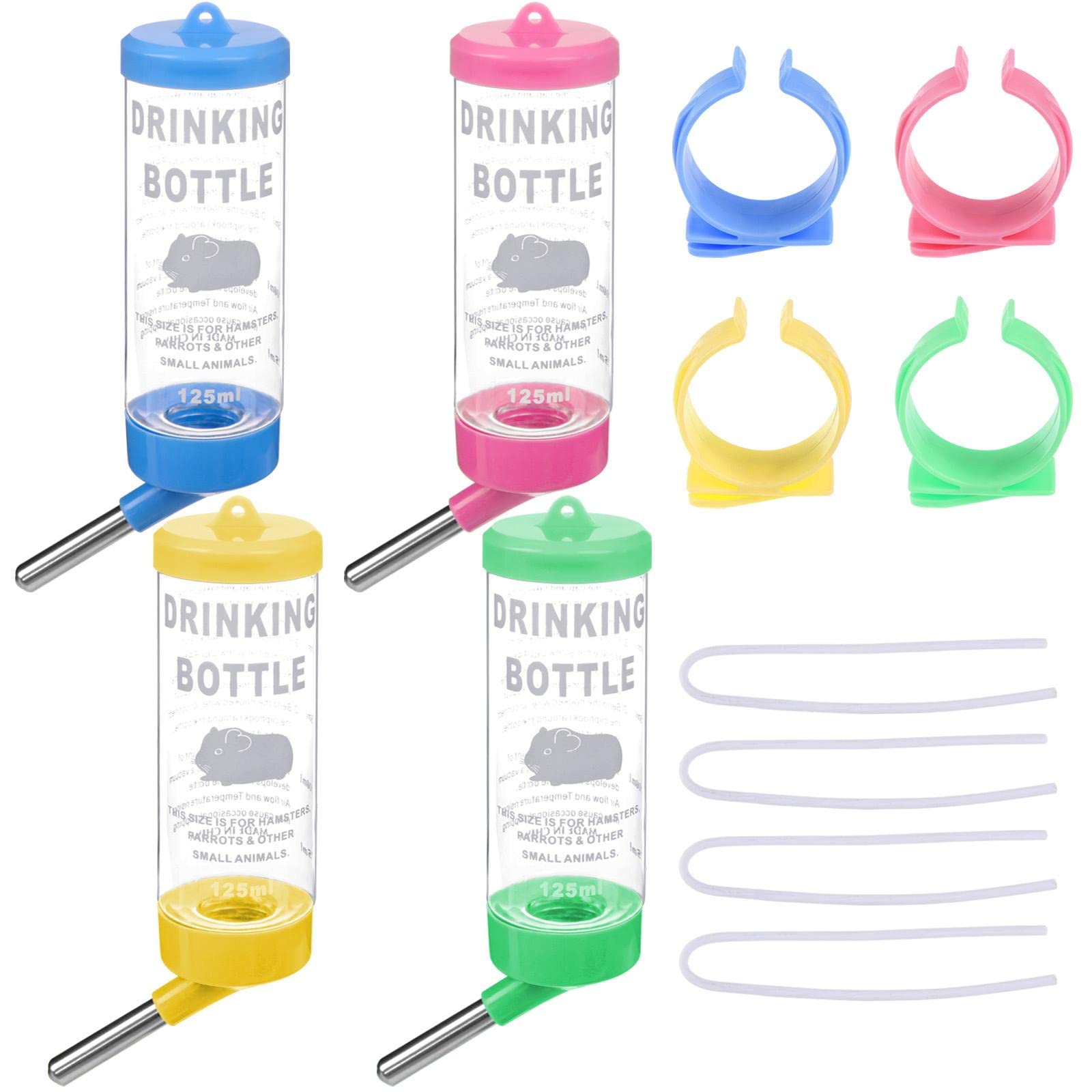 VAYINATO® 1 Pcs Hamster Plastic (125 ML, Random Color) Water Bottle Dispenser Automatic Feeding Bottle for Hamster Guinea Pig Rabbit Small Animals Pet Drinking Bottles by Petzlifeworld
