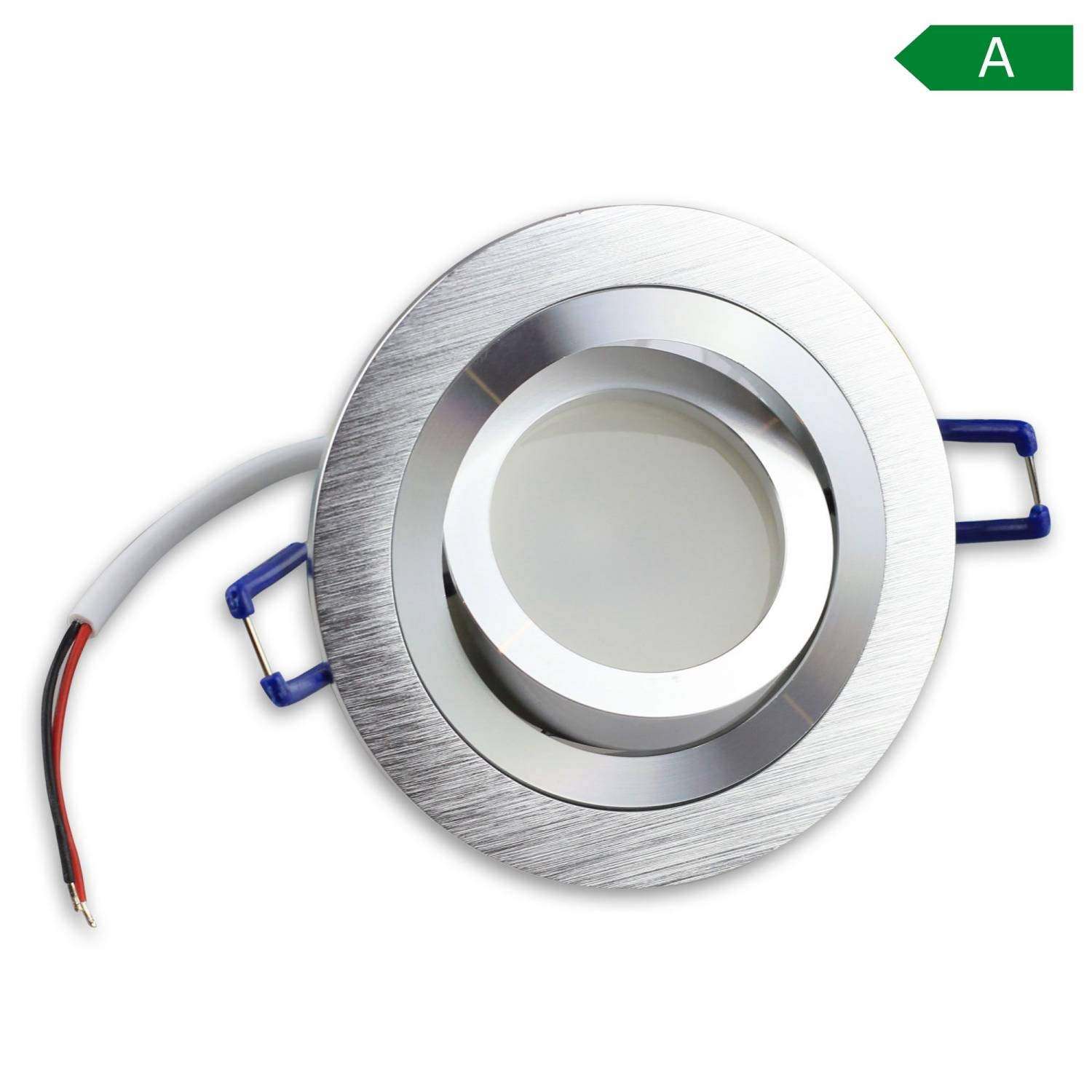 Light Design Dreesbach - Lote de 6 focos led empotrables (230 V, regulables y súper planos, orientables, agujero de 80 mm, aluminio)