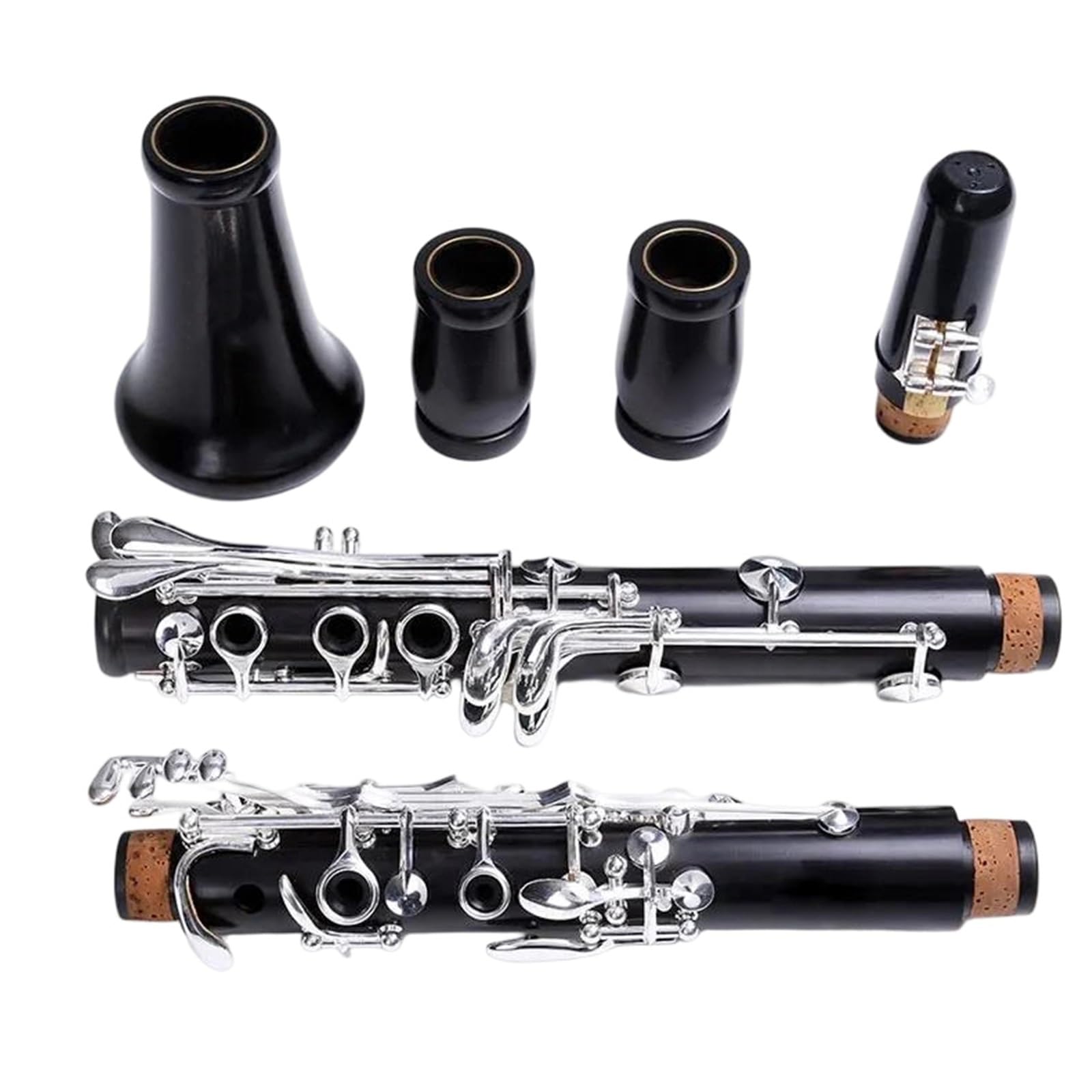 Clarinete De Ébano Profesional Tono Bb 17/18 Teclas Plateado Fácil Tocar(17 keys)