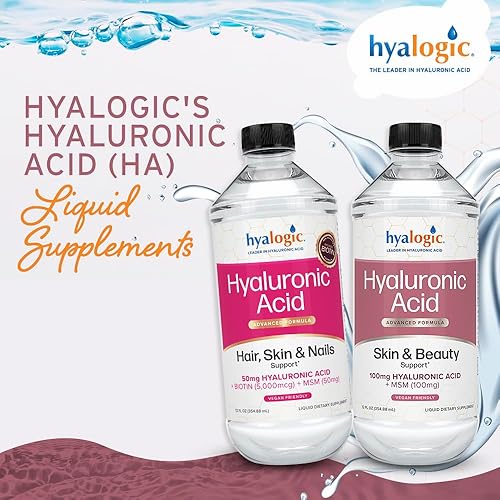 Miniatura 6 de Hyalogic Suplemento líquido de ácido hialurónico  Apoyo ingestible para la piel con 100 mg de ácido hialurónico y 100 mg MSM  Hidratación natural