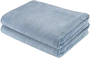 Wokaku Coral Fleece Towel Quick Dry Large Bath Towel Bathroom Towels Bath Sheet Towels Soft Large Towel for Hotel, Pool, Beach, Bathroom, SPA, Gym (Grey Blue-2PCS)