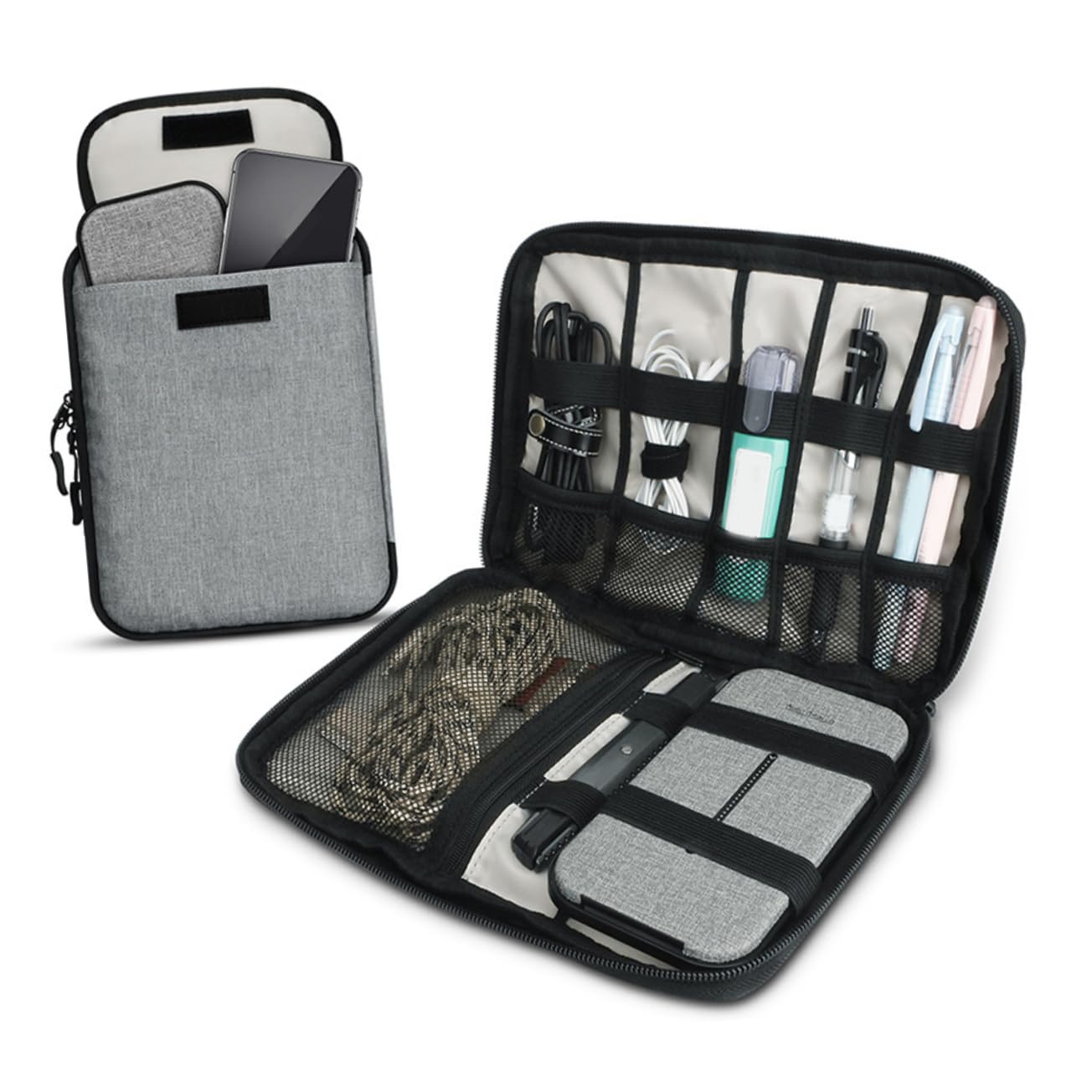 HOMSFOU 3pièces Organisateur De Câbles De Voyage Pochette Multifonctionnelle pour Accessoires Électroniques Rangement Compact Et Léger Design à Plusieurs Partitions Fermeture Éclair