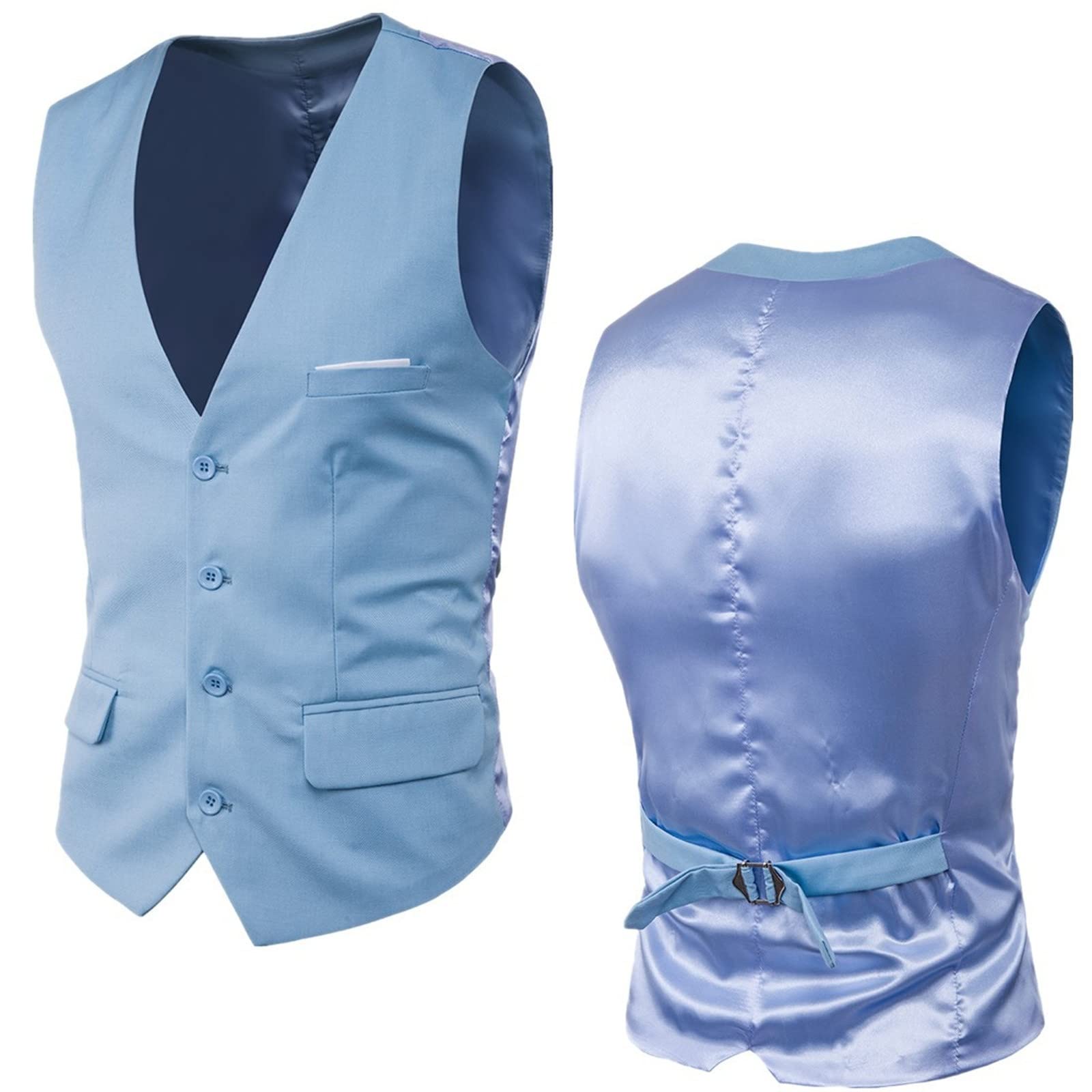 Gilet da uomo formale, classico, senza maniche, con abbottonatura, slim fit, in diversi colori, elegante, per matrimoni