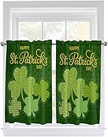 Vista 81 de Cenefa de cocina para ventanas, Día de la Independencia, pentagrama, textura de arpillera a cuadros, semitransparente, con bolsillo para barra