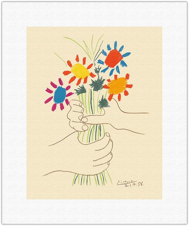 The Bouquet of Flowers (Le Bouquet De Fleurs) - From an Original Color Lithograph by Pablo Picasso c.1958 - Fine Art Rolled Canvas Print 20in x 26in
