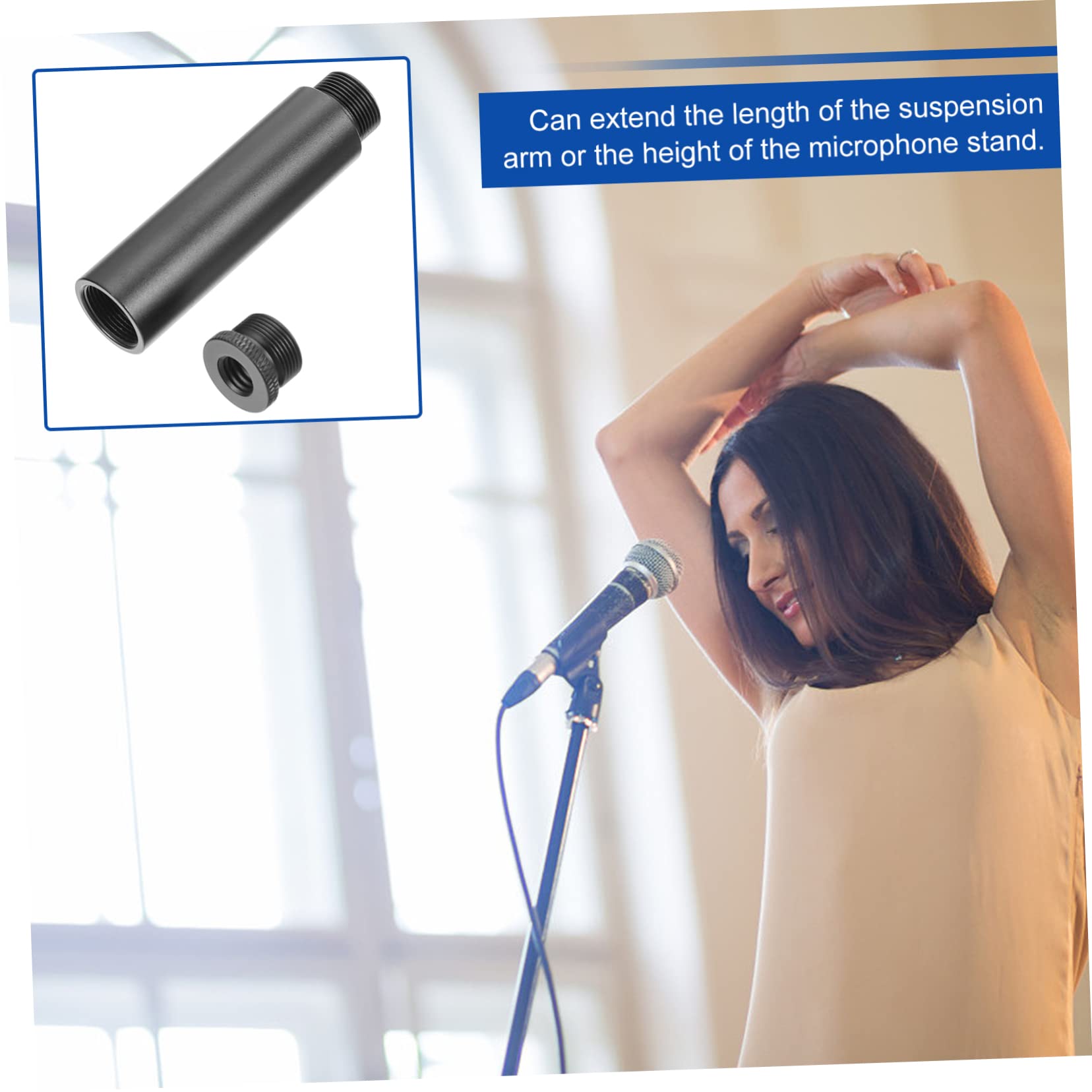 Toddmomy 1Set Aluminum Mic Stand Extension Rod with Screw Durable Microphone Rack Arm Support for Boom Arms Shock Mounts and Microphones Black