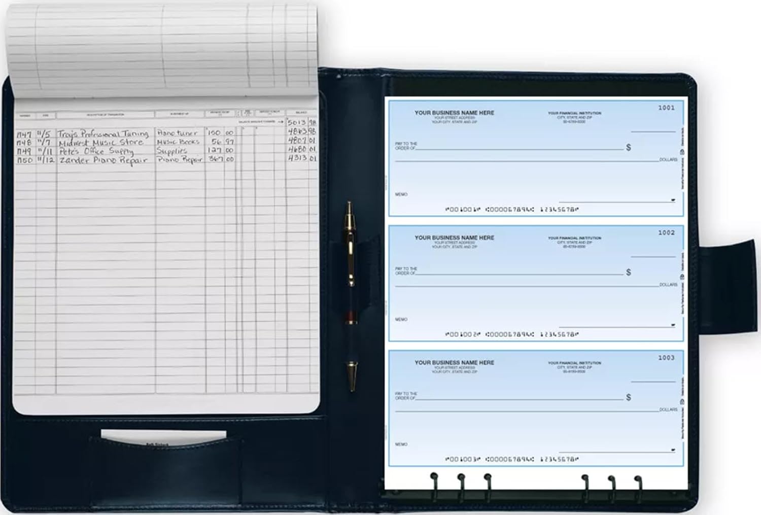 Portfolio for 6-Hole-Punched Laser Checks, 9 1/2 x 12 1/2, Blue
