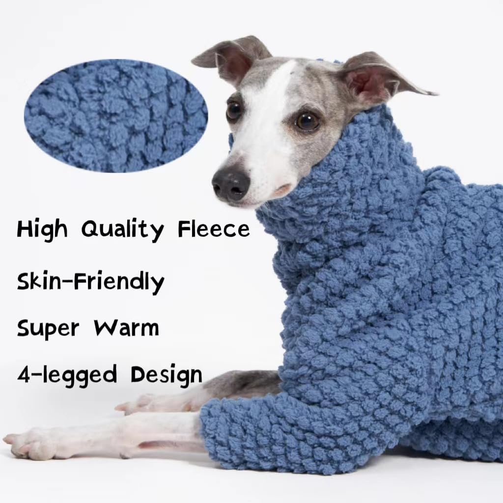 Pijama de forro polar suave y esponjoso para perros italianos galgo látigo, cuello alto, forro polar cálido para perro, abrigo, pijamas, mono, mameluco (rosa, L)