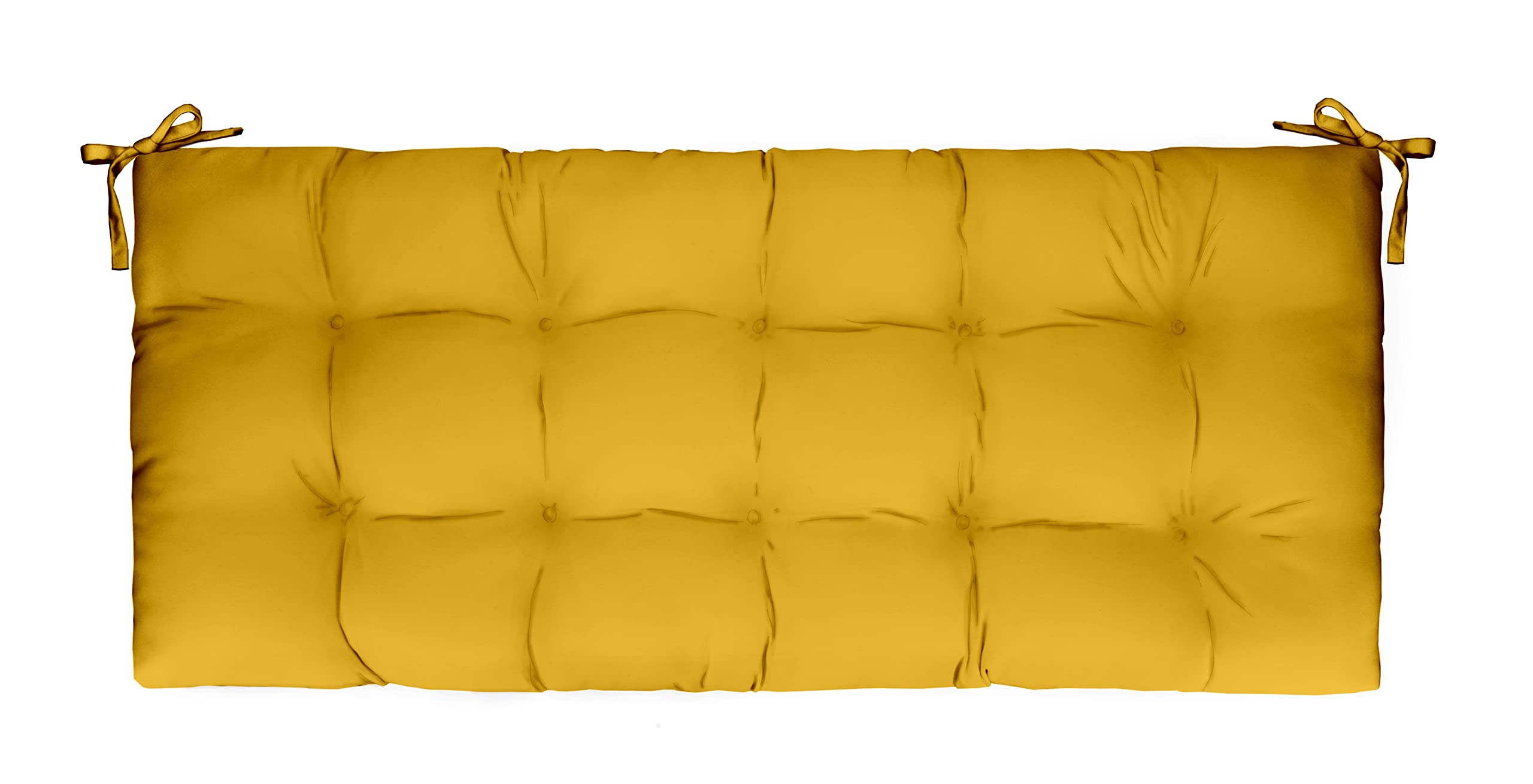 RSH Décor Indoor Outdoor Tufted Bench Cushion with Ties (60” x 18”), (Yellow)
